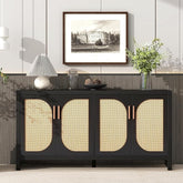 The Gileteen Buffet Storage Sideboard with Rattan Doors for Living Room Kitchen Hallway
